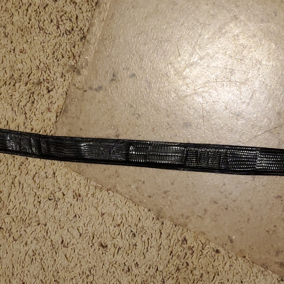 Chacon Genuine Leather & Lizard Black & Brown Belt Goldtone Buckle Size 30 - Picture 2 of 4